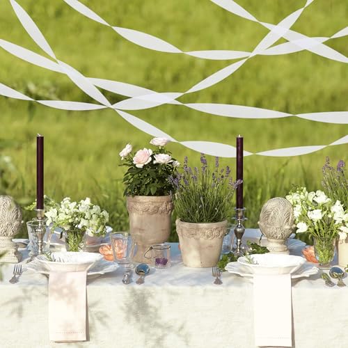 Image of 8 Rolls Crepe Paper Streamers, White Streamers Party Decorations for Baby Shower Bridal Shower Wedding Party Birthday Christmas