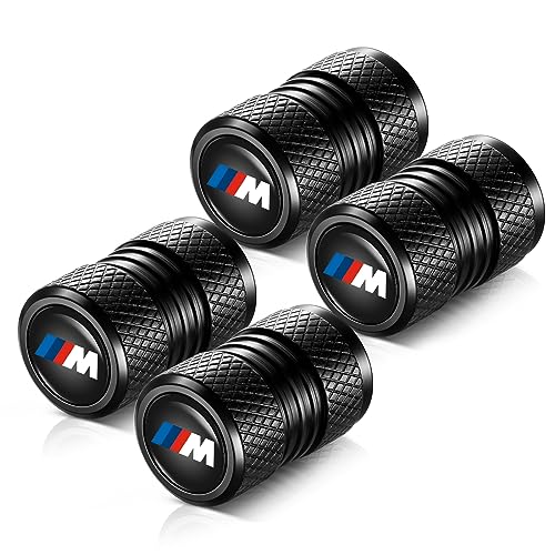 Image of Tire Valve Stem Caps, Compatible with BMW M Series Stem Cap Universal Car Air Cover Car Accessories for Cars, SUV, Truck, Motorcycles 4pcs (Black)