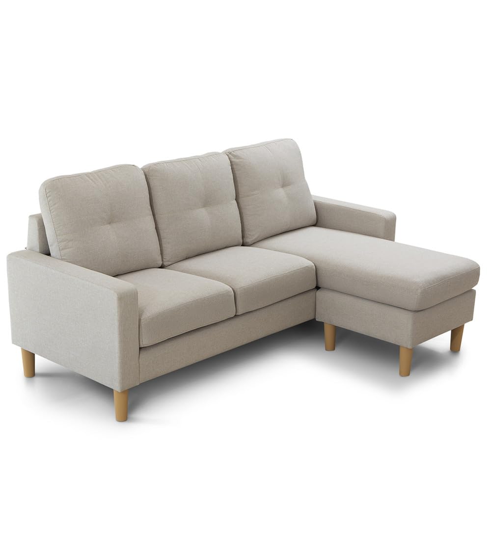 SWEET SOFA® - Entrega en el Interior del Domicilio. Sofá Chaise Longue Reversible Clin - Sofá de Diseño Moderno con Tapizado Antimanchas y Patas de Madera Natural, Configurable Izquierda o Derecha
