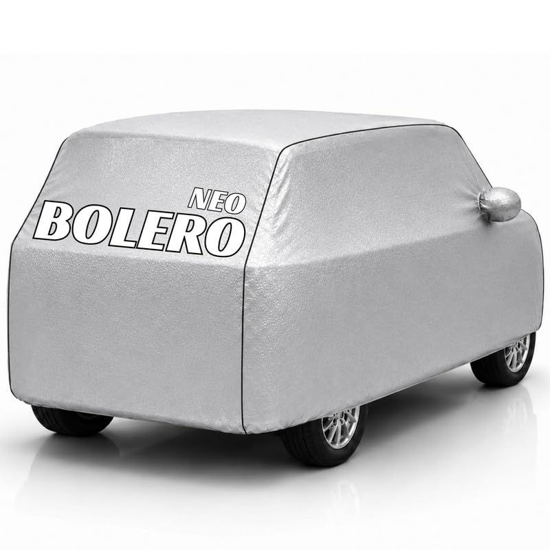 Image of Back-Boo Heavy Waterproof Bolero Neo Car Cover | Polyester Car Body Covers for Rain & Sun | UV Protection, Dustproof, Scratch Resistant, Windproof, Heat Resistant, Custom Fit - (Silver)