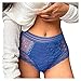 Nouvelle Culotte Chaude pour Les Femmes Crochet Dentelle Culotte à Lacets Sexy évider sous-vêtements Lingerie Romantique (Blue, XXL)
