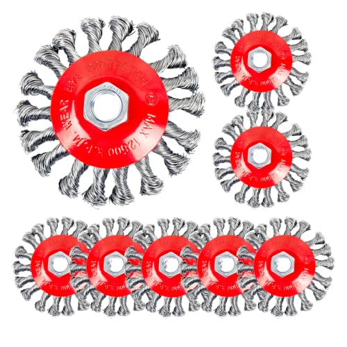 Image of 4in Wire Wheel Brush for Angle Grinder,Wire Cup Brush 5 /8-11 hub-8p | Twisted 0.021 inch Carbon Steel Wire Wheels for Angle Grinder Attachment, Metal Rust Paint Weld Burrs Removal