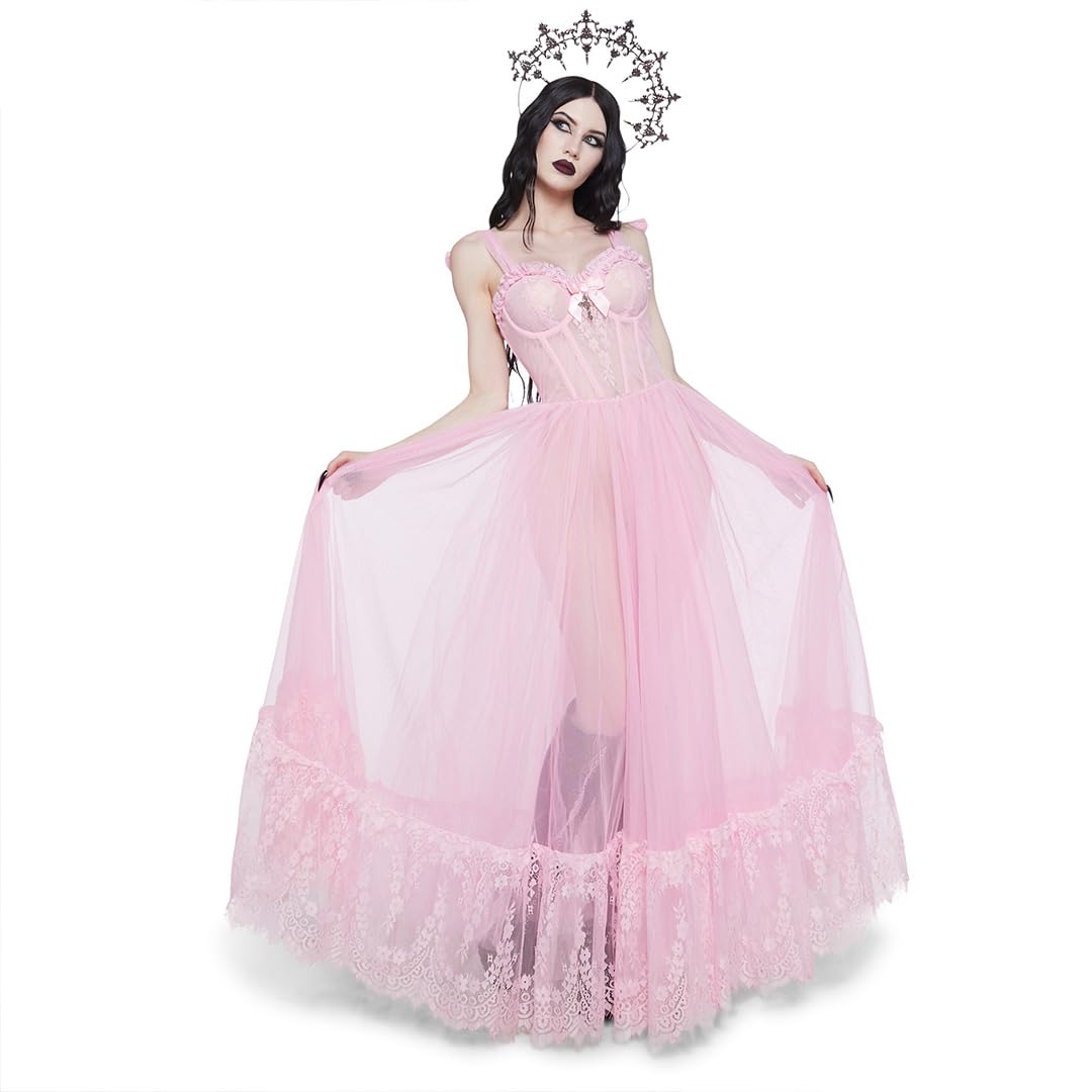 open lace back dress Womens Prom Special Occasion Velvet Rose Bodycon Maxi Dress Unholy main image 1