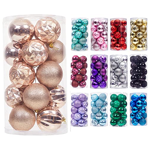 LancerPac-20ct-Christmas-Ball-Ornaments-Shatterproof-Christmas-Hanging-Tree-Decorative-Balls-for-Party-Holiday-Wedding-Decor-Rosegold-315-80mm