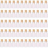 MaxMau 64pcs 1ml Tiny Vials with Cork Stoppers and Eye Screws,Mini Glass Bottles Small Jars for DIY Art Crafts Project Jewelry Pendant Party Favors