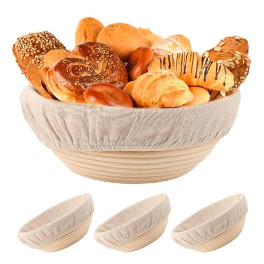 Nalcant Cesta redonda Banneton à prova de pão de 25,4 cm, conjunto de 3 kits iniciais de massa fermentada, tigelas de impermeabilização para pão, forma de fermento, presentes para a mamãe
