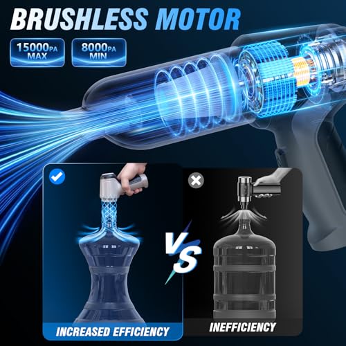 Handheld Car Vacuum Cleaner, 15000Pa Vacuum Cleaner and Air Duster, 120W High Power Wet and Dry Handheld Car Vacuum Cleaner with Multi-Nozzles for Car, Pet, Office, Home Cleaning