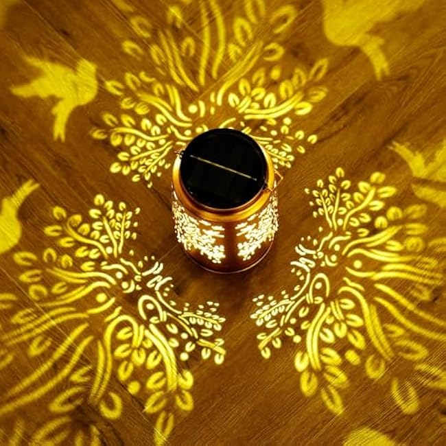 Solar Lanterns Outdoor Metal Garden Decor Gifts for Women Mom Waterproof Hanging Solar Lights Decorative Large Outdoor Lantern with Upgraded 2000mAH Battery,Decorations for Garden Patio Lawn Yard