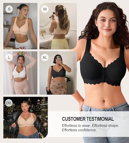 Image of Front Closure Bras for Women Seamless Wireless Push Up Bra No Underwire Full Coverage Comfort Bras Mastectomy Bralettes