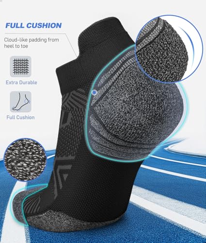 Cushioned Cotton Ankle Compression Socks for Men Women 6 Pairs Wicking Low Cut Arch Support Plantar Fasciitis Socks 5