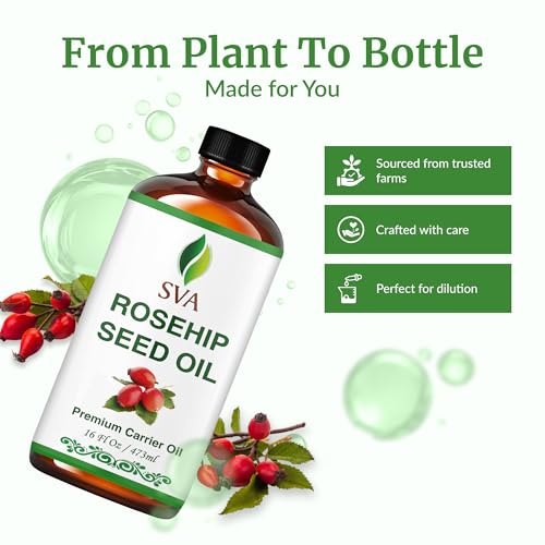 Image of SVA Rosehip Seed Oil 16 Fl Oz - for Face, Skin Care, Hair Care, Scalp Massage & Body Massage