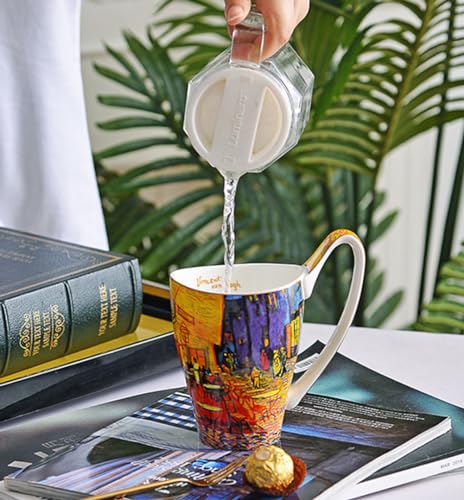 HKLIVING 70s ceramics: Van Gogh koffiekopjes sunflowers (set of 2