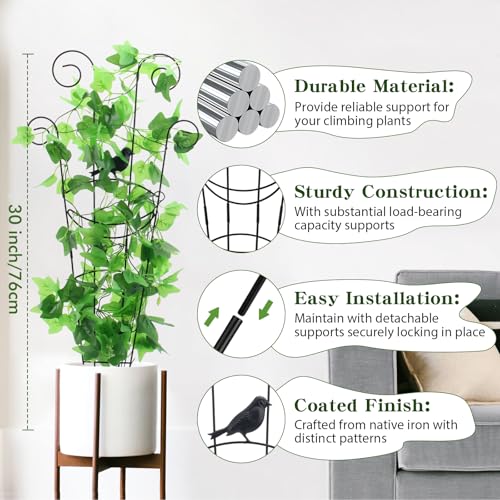 Image of ZOUTOG Trellis for Climbing Plants Indoor 4 Pack 30 Inch,Rustproof Metal Garden Trellis for Potted Plants,Houseplant Support Indoor Outdoor for Ivy Pothos Monstera Hoya Flower Vines(Butterfly Shape)
