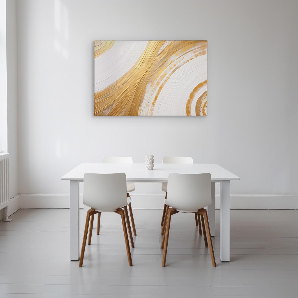 Canvas for Living room. Golden Spirals: Unveiling the Lustrous Mystery in Abstract Art, 27 x 18 inch Canvas Wall Art - Contemporary Masterpieces - Modern Home Decor