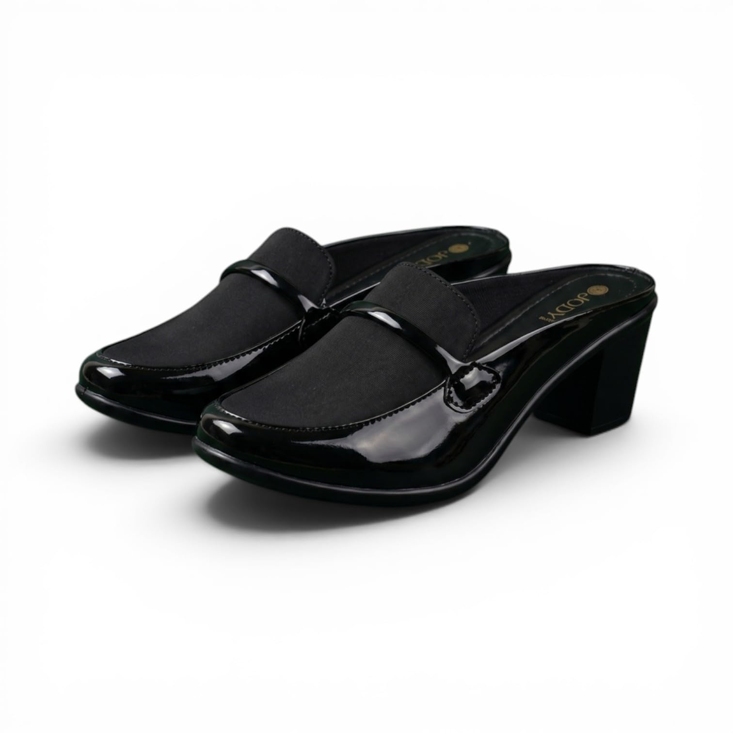 Women's Patent Leather Mule Loafers | Block Heel Closed Toe Slip-On Mules | Comfortable Office Wear Formal Heels for Women-image-18