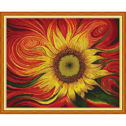 Image of JOYSEWING Stamped Cross Stitch Kits for Beginner Embroidery Kits for Beginners Adults DIY 11CT Cross Stitch Big Patterns Needlepoint Kits Crossstitching Kits- (Sunflower 8 (11CT) 23.62 x19.29 inches)