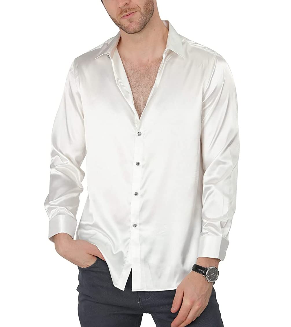 BowrainMen's Satin Luxury Slim Fit Shirt