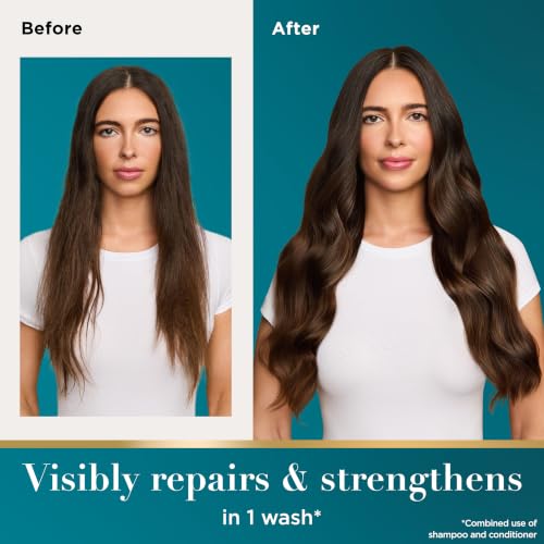 Image of OGX Renewing + Argan Oil of Morocco Shampoo & Conditioner Set, Damage Repairing Shampoo & Conditioner Helps Strengthen & Repair Dry, Damaged Hair, Sulfate-Free Surfactants, 13 fl. Oz, 2 Pack