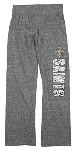 Outerstuff NFL Big Girls Youth Heathered Grey Fashion Lounge Pants, New Orleans Saints, Medium 7-8