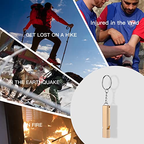 2" Bear Bells For Hiking With Whistle Set For Hikers, Solid Brass Bear Bells Emergency Whistle And Carabiner For Survival, Hiking, Biking, Fishing, Climbing #TOP5