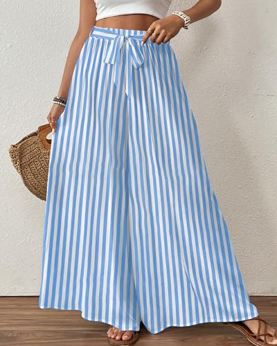 Image of Bsubseach Women Wide Leg Pants Floral Flowy Palazzo Pants