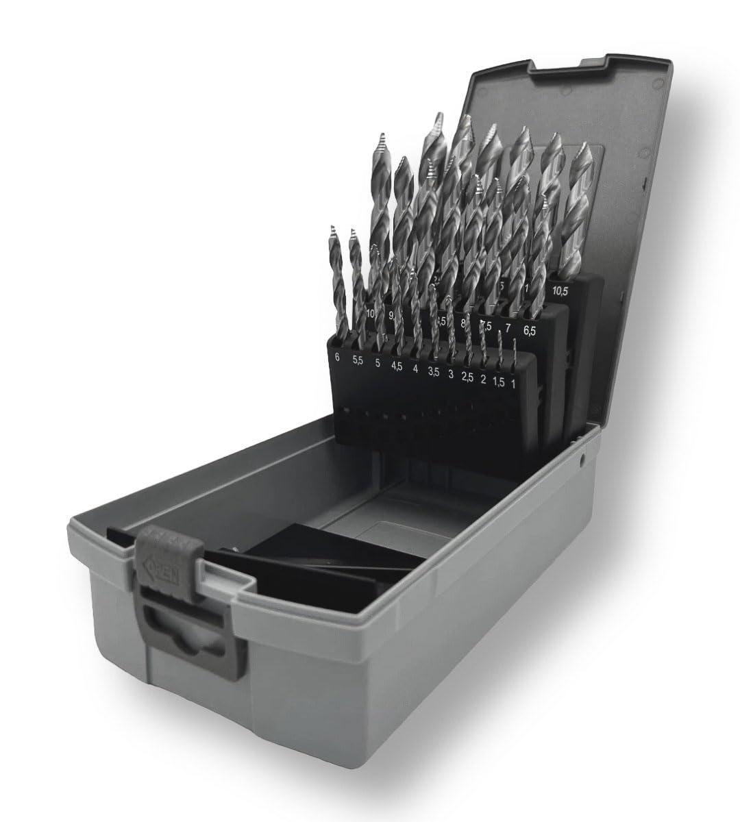 V-Tools Juego de brocas helicoidales DIN 338 HSS M2 – 25 piezas (1,0 – 13,0 mm) – Perforación de alta precisión sin perforación previa – Para metal, chapa y plástico – Incluye caja de plástico
