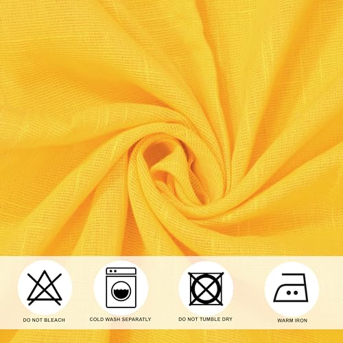 Image of THE LINEN COMPANY Cotton Linen Textured Sheer Eyelet Curtains with Side Border Pompom for Long Door /Balcony, Light Filtering Curtain Panels, Chili Red, 10 Feet, Pack of 1