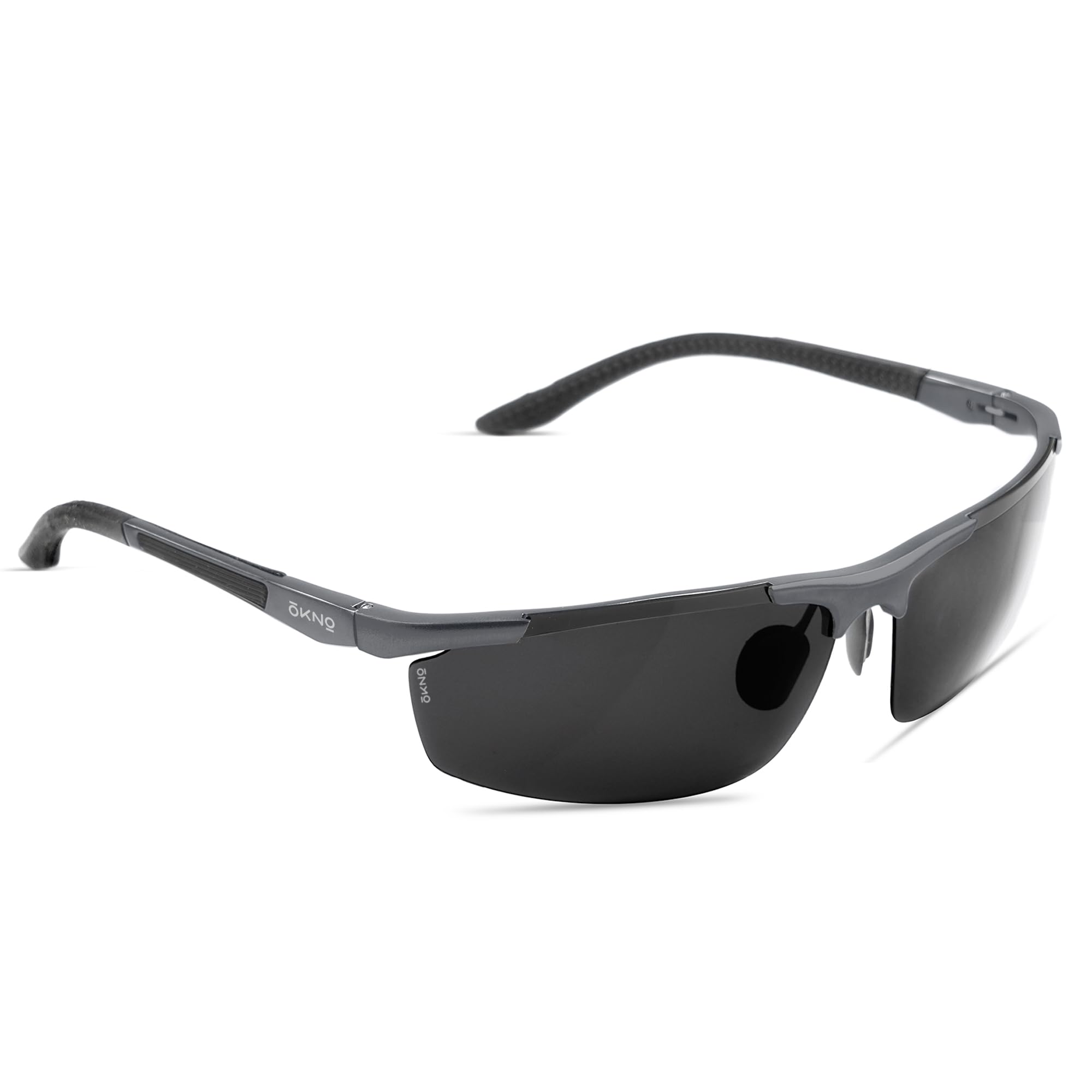 okno Eyewearlabs | Polarized Half Rim Aluminum Frame Branded Stylish Sunglasses For Men & Women | 100% UV Protection Shades | Cricket Sports Cycling Driving | Medium | Panther-Troy-picture-16