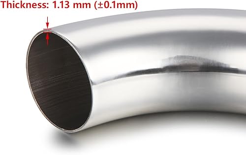 Miniatura 3 de LCGP Codo de tubo de escape de acero inoxidable 304 de 1.5 pulgadas, codo de mandril de 90 , grosor de pared 0.044 pulgadas (0.044 in), utilizado