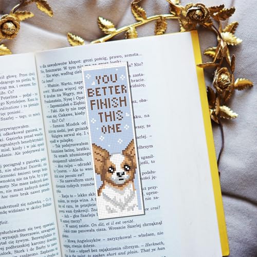 Image of FREEBLOSS 6 Set Puppies Stamped Cross Stitch Bookmark Kits Cross Stitch Kit Embroidery Bookmarks Kit for Adults Beginners with Backing Felt Embroidery Floss DIY Bookmark Kit for Book Lovers 8x2.4''