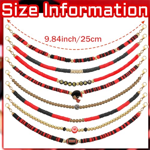 Image of Geyoga 9 Pcs Trucker Hat Chains Trucker Hat Charms Women Man Bill Decoration Detachable DIY Metal Chain for Mesh Baseball Cap(Black Red,Game Day)