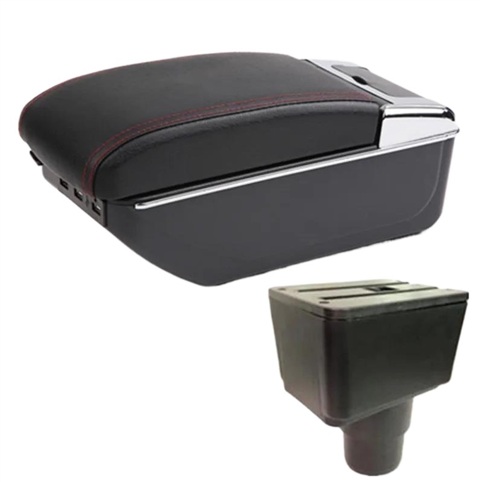 DYDGUTUFB For FORD For EcoSport 2018-2023 Car Armrest Box Center Storage Box Interior Retrofit Accessories (C1 red line 7USB)