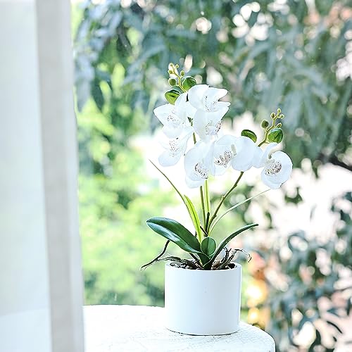 Jusdreen JSP004-001 1 Pcs Ceramic Vase Artificial Orchid Flower Bonsai Vivid Phalaenopsis Flowers Potting thumb #6