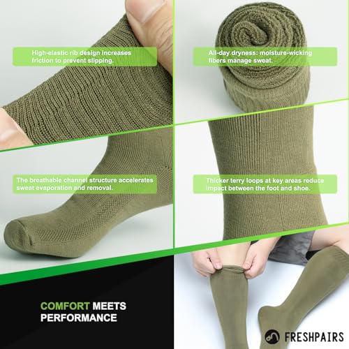 Men's Hiking Socks, Tactical Boot for Men, Over-the-Calf Work Boot Socks, 4 Pack4