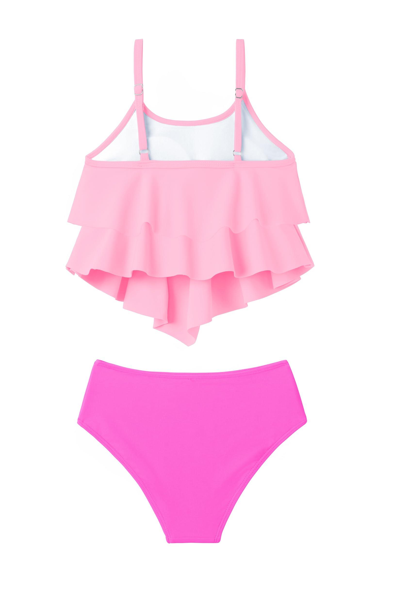 Arshiner Niñas Dos Piezas Traje de Baño con Volantes Niños Verano Conjuntos de Bikini Ajustables Tankini Bikini Set para Niñas 7-15 Años