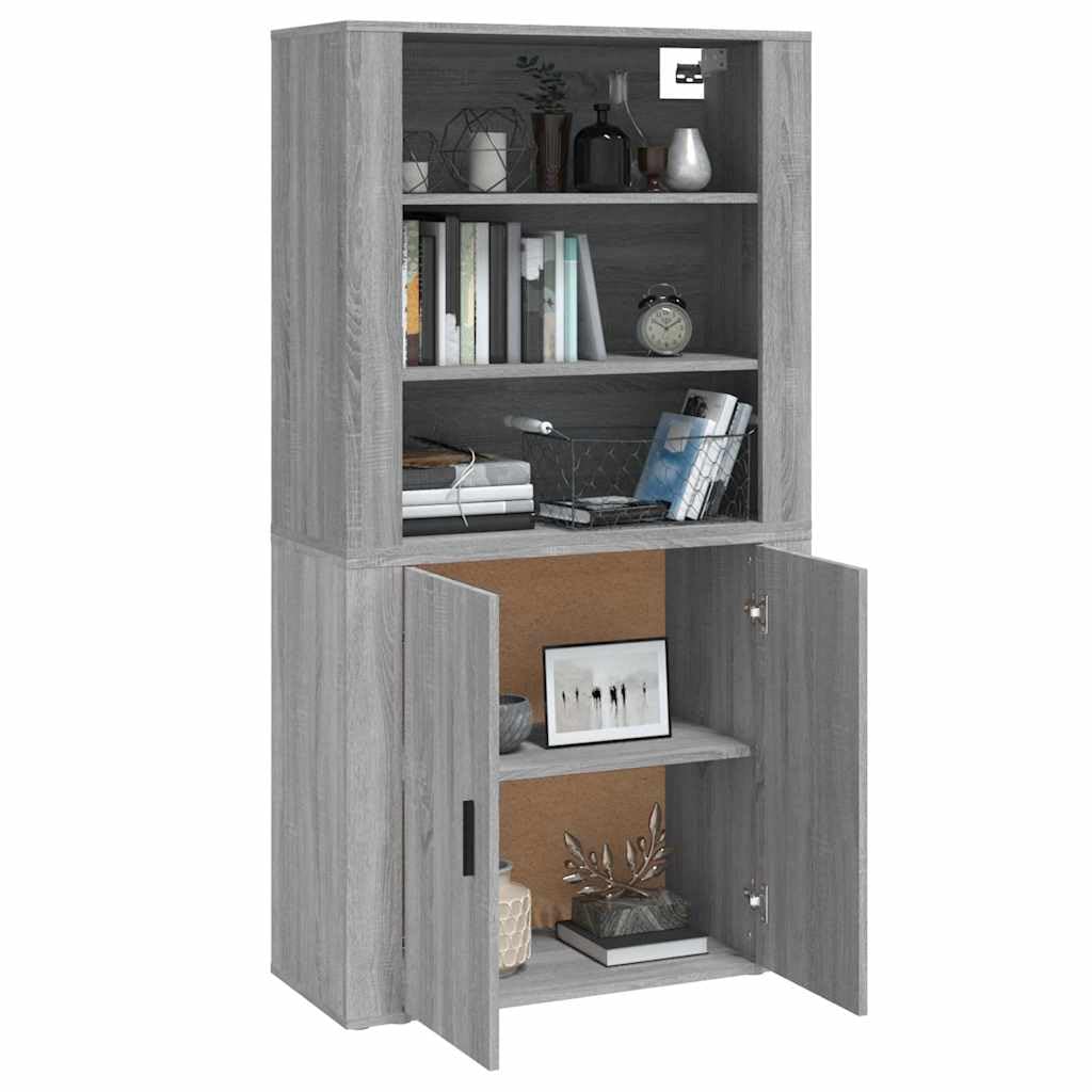 Sonoma szara szafka komodowa, 80 x 33 x 150 cm, materiał drewnopochodny, wszechstronne przechowywanie do salonu i kuchni, nowoczesny design mebli