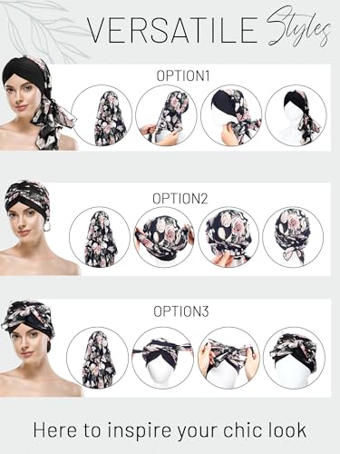 4 Pcs Chemo Headwear for Women, Cancer Chemo Head Wraps Turbans for Women Patients Breast Cancer Month Gifts4