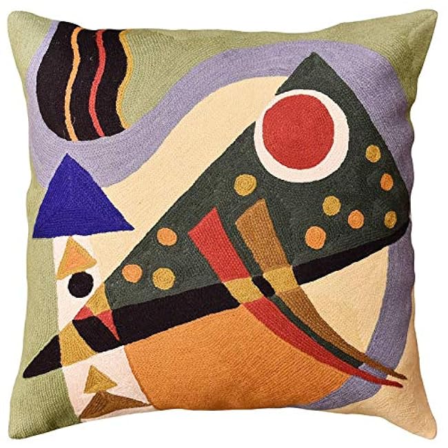 Kandinsky Modern Throw Pillow Cover - Cosmic III | Abstract Pillow | Modern Couch Pillow | Contemporary Pillows | Outdoor Pillow | Mid Century Chair Cushions | Handmade Wool Size 18x18