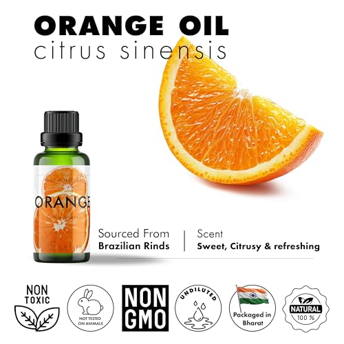 Image of Esslux Sweet Orange Essential Oil for Diffuser & Skin - Huge 120 ML - 100% Pure Natural Orange Oil for Massage & Face - Sweet Orange Essential Oil for Cleaning & Soap Making Scent