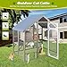 PetsCosset Cat Catio Outdoor Enclosure Outside Patio Large Catio House for Indoor 2-3 Cats Weatherproof Wooden Walk in Kitty Kennel Cage,Versatile Use for House's Window,Pet Doors, Tunnel - 71