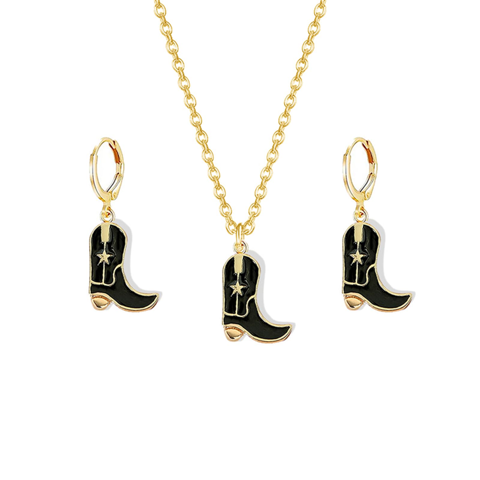 Dreuyet Modern Fashion Enamel Western Cowgirl Boot Earrings Boho Fancy Dress Costume Heart Earrings Statement Earrings Cowboy Boots Hats Dangle Drop