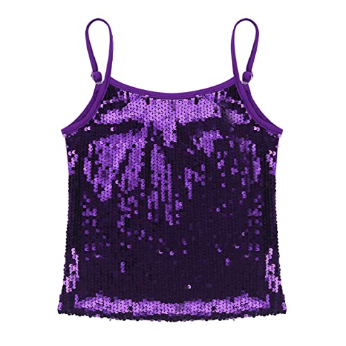 Girls Kids Shiny Metallic Spaghetti Shoulder Straps Tank Top Gymnastic Dance Competition Vest T-Shirt Dancewear3
