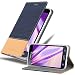 Produktbild Cadorabo Hülle für Samsung Galaxy J3 2016 (6) - Hülle in DUNKEL BLAU BRAUN  Handyhülle mit Standfunktion und Kartenfach im Stoff Design - Case Cover Schutzhülle Etui Tasche Book