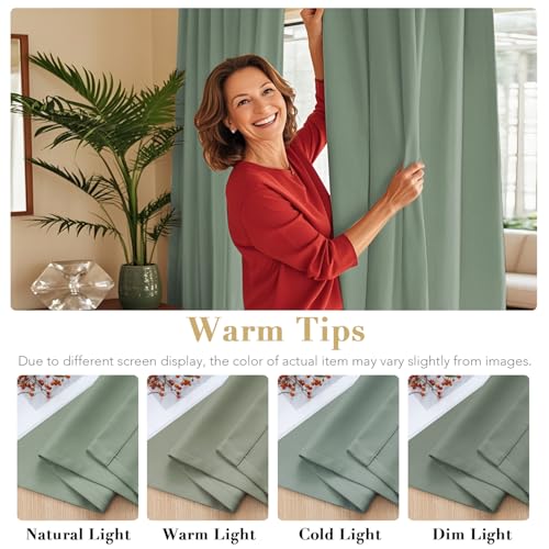 Image of H.VERSAILTEX Blackout Curtains Thermal Insulated Window Treatment Panels Room Darkening Blackout Drapes for Living Room Back Tab /Rod Pocket Bedroom Draperies (2 Panels, Green Bay, 52 x 96 Inch)