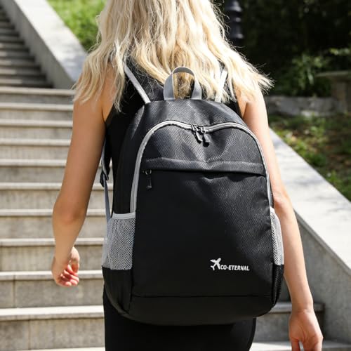 Mochila ligera plegable 20L resistente al agua negra miniatura 4