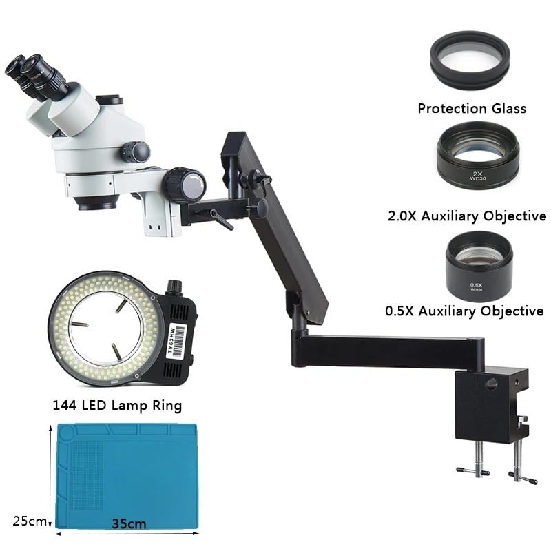 Microscope 3.5X-90X Simul-Focal Industrial Stereo Trinocular Microscopio Articulating Clamp Holder Bracket Arm for Phone PCB Soldering