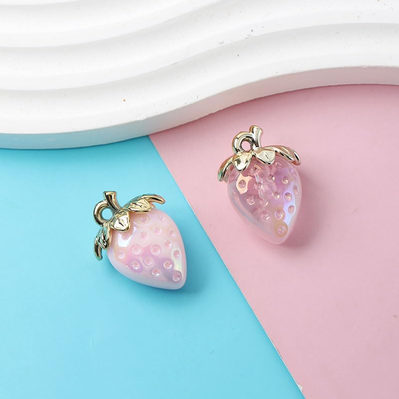 Ximimark 12pcs,Summer Fruit 3D Strawberry Resin Charms Pink Cute Strawberry Pendants DIY Can Be Made Into Necklaces, Earrings, Pendants, Keychains, Etc - Image 7