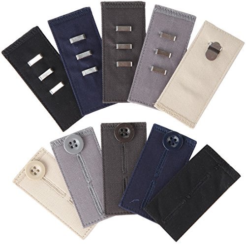 Home-X Easy Fit Hooks & Buttons for Slacks, Waistband Extenders to Give You a More Relaxed Feel, 5 Color Set (1 2 - 2 Extension)