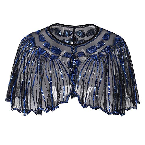 KBOPLEMQ Chal retro de los años 20 para mujer, para banquete, vestido de noche, para escenario, vestido de boda, fiesta, disfraz, accesorios, lentejuelas, retro, accesorios para disfraz
