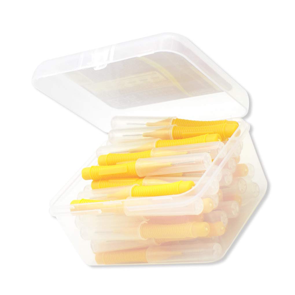 Juego de 5 cepillos interdentales flexibles de plástico para dientes de mano, herramienta de higiene bucal para el hogar, viajes, amarillo, 0,4 mm